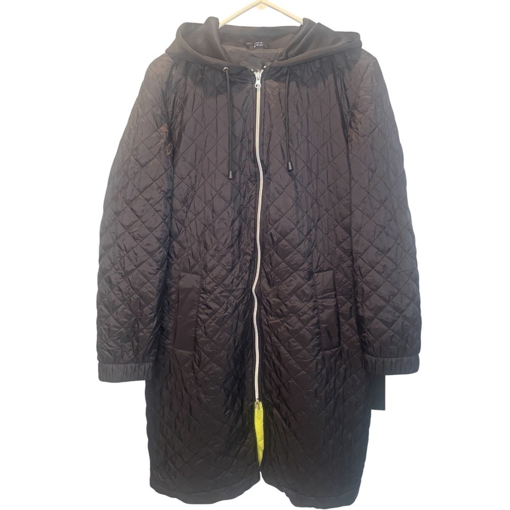 Nuage Womens Black Quilted Hooded Longline Puffer Jacket Medium NEW Cozy Casual